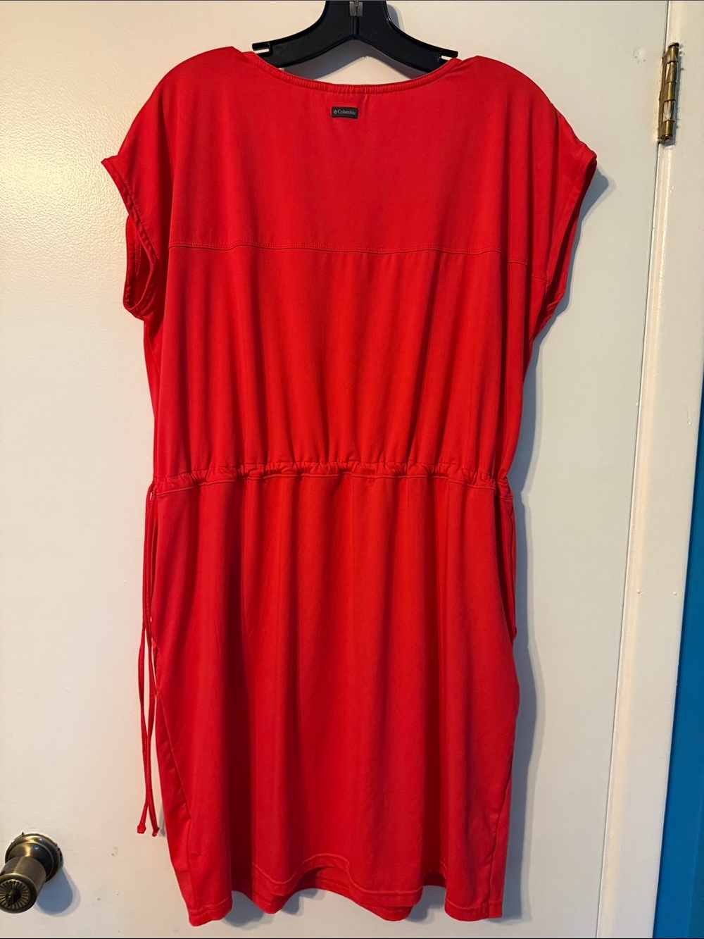 Columbia Red drawstring Waist Women’s sleeveless Dress - Picture 3 of 5